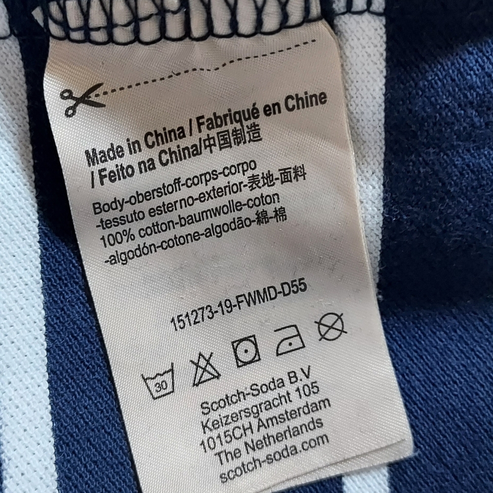 Scotch & Soda Men's Short Sleeve Blue and White Stripe Polo Size Large NEW NWT - Picture 13 of 13